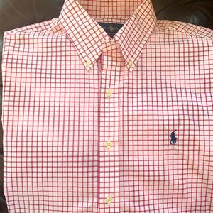 Ralph Lauren Mens Large Pink Slim Fit Long Sleeve Oxford Button Up
